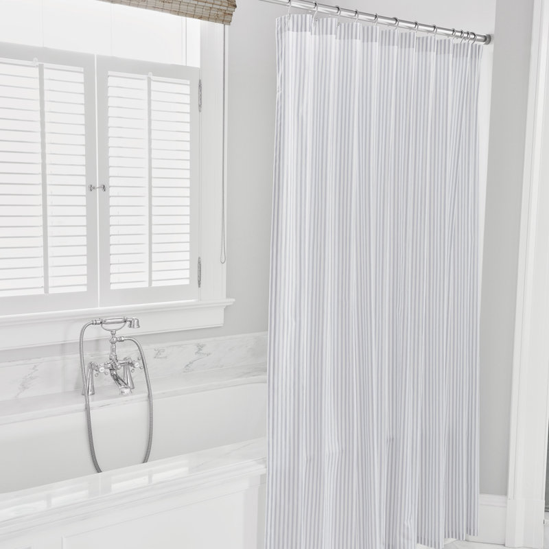 Blass Ticking Striped Shower Curtain, Haze
