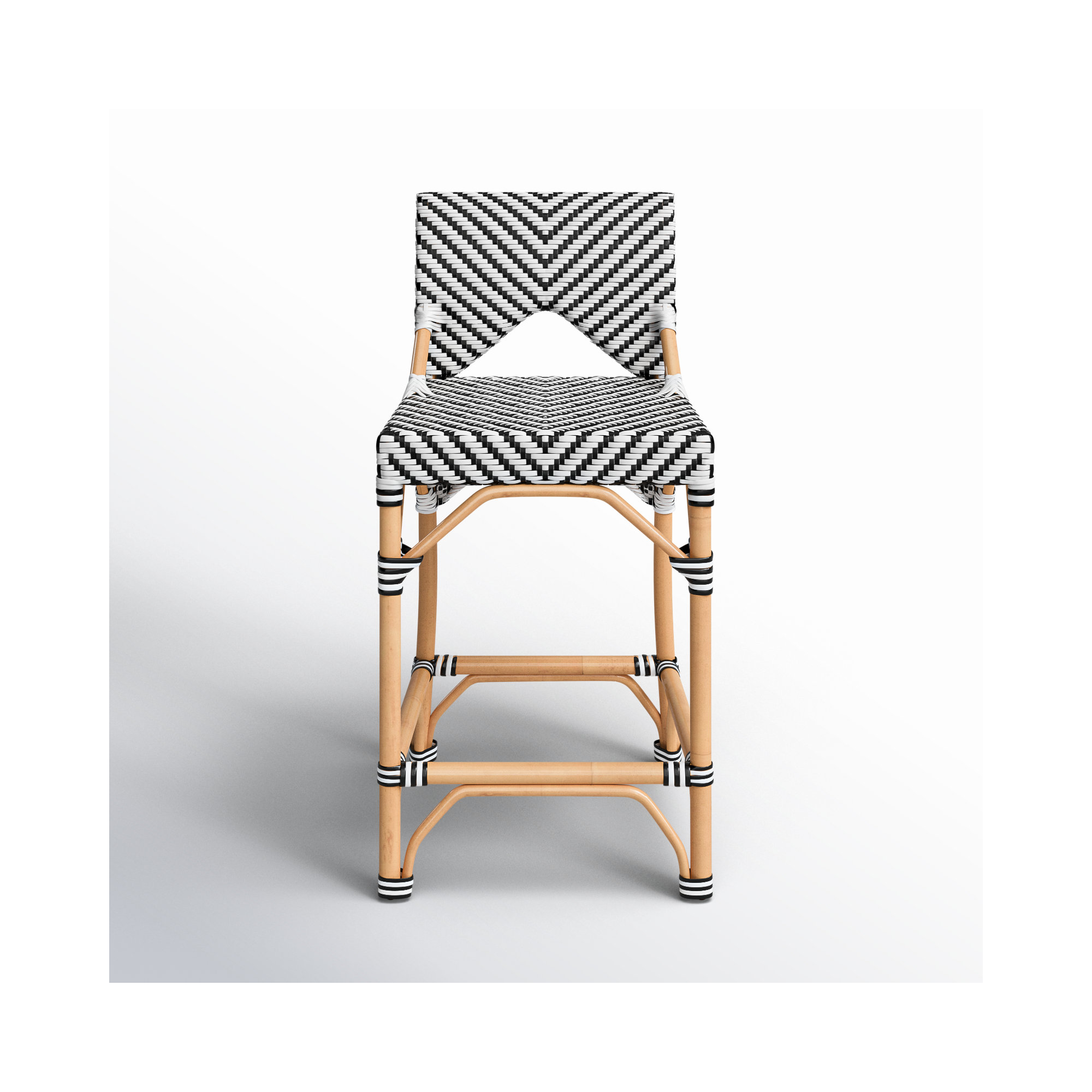 Estela Woven Stool, Black/White
