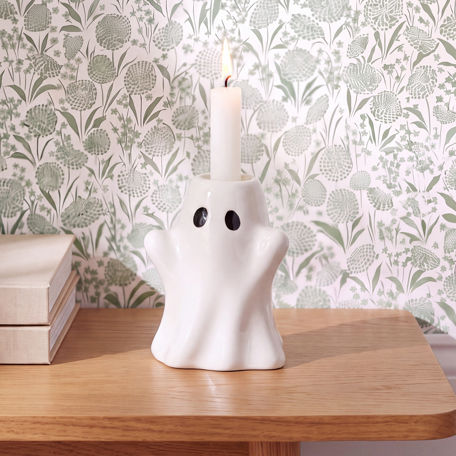 Ghost Taper Candle Holder White Ceramic Everyday