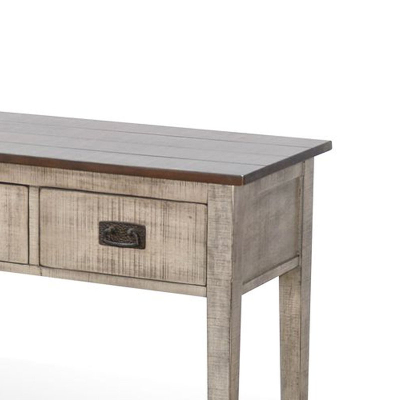 Console Camie, 48 po, 3 tiroirs, acajou massif gris