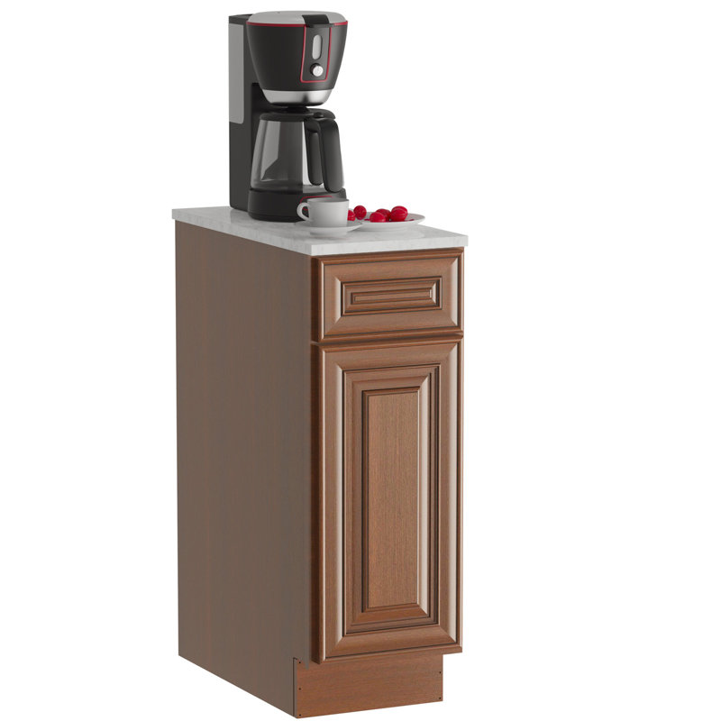 HomLux Plywood Ready-to-Assemble Base Cabinet with Adjustable Shelves and Soft Close, Cameo Scotch, 12" H x 34.5" W