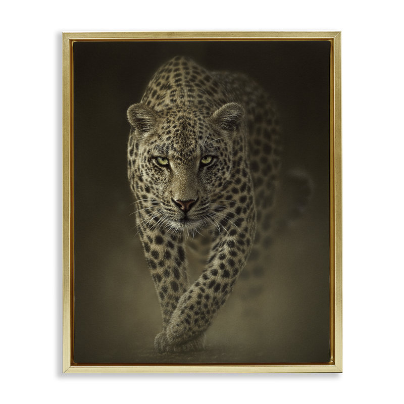Cadre flottant Savage Leopard, H 21 po x l 17 po, Cadre flottant métallique doré
