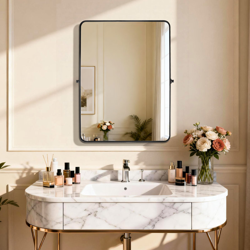 Aluminum Frame Pivot Wall Mirror, 70 Cm H x 50 Cm W