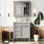 Meuble-lavabo de salle de bain 30 po avec lavabo supérieur en céramique avec tiroir, porte et armoire de rangement-1660836120-1660836123