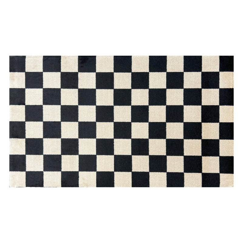 Red Barrel Studio® Hasson Taupe Runner Floor Mat, 28" W x 47" L, Black;Cream