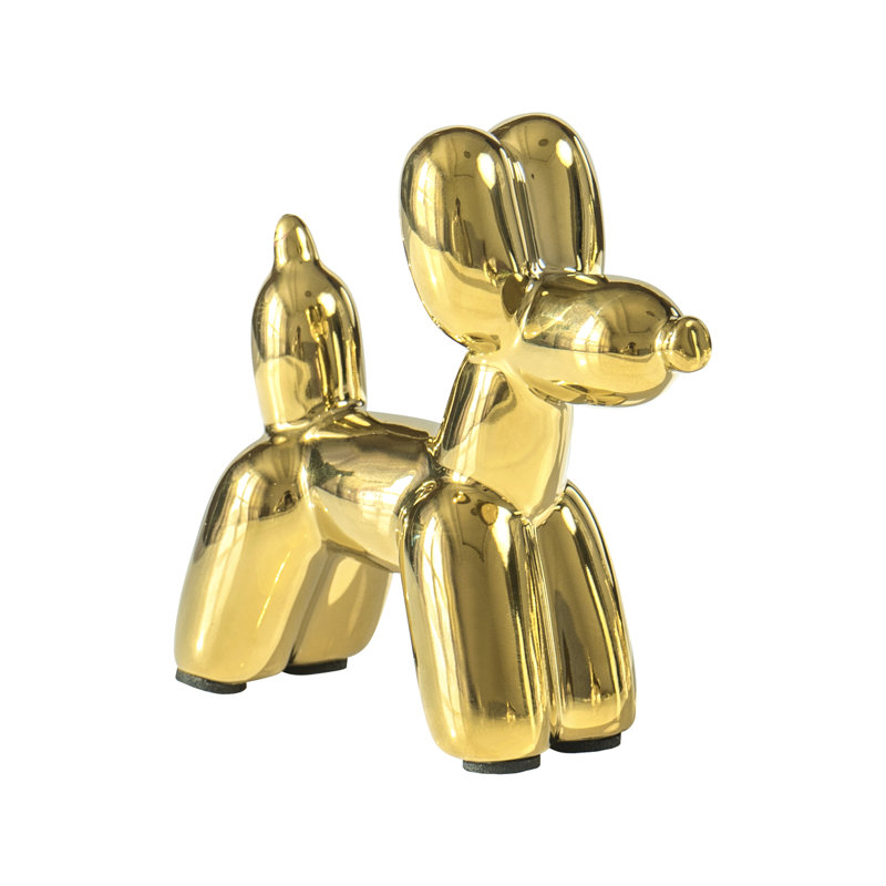 Cute Ceramics Balloon Dog Statue Crafts Gold Living Room Desktop Decorations,Handmade Modern Small Ceramic Animal Statue Ornament Gold Home Decor Accents