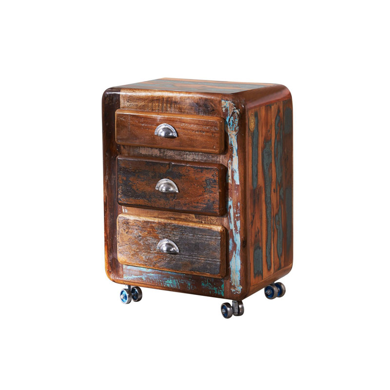 Freezy 55cm Wide 3 -Drawer Mobile Solid Wood File Cabinet