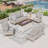 7 Person Outdoor Patio Conversation Set With Fire Pit Table, Rocking Lounge Chairs, & Loveseat-1033185158