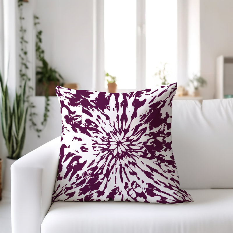 Coussin Percil, H 15 po x l 15 po, Mauve/blanc