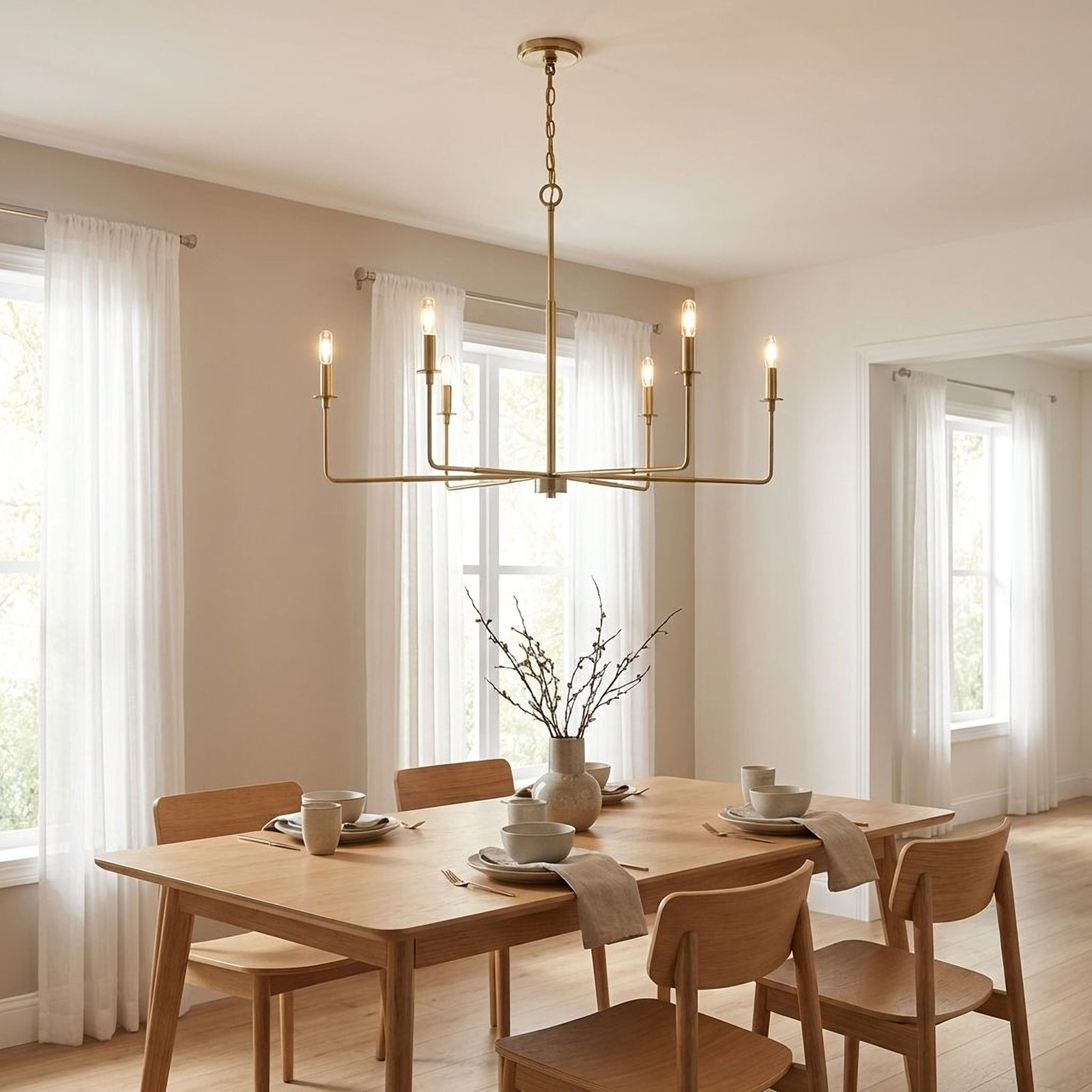 Alysa 6-Light Chandelier, Warm Brass
