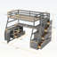 Lit mezzanine simple avec 7 tiroirs, 2 tablettes et bureau intégré - gris, peu encombrant et multifonctionnel-133490514-133490513