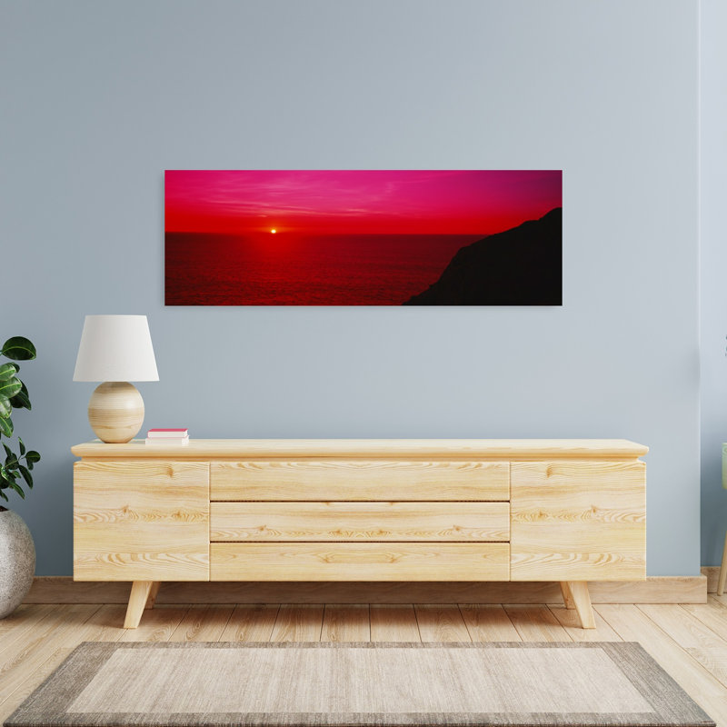 Coucher de soleil sur l'océan, Californie, États-Unis, art mural abstrait contemporain, H 48 po x l 16 po
