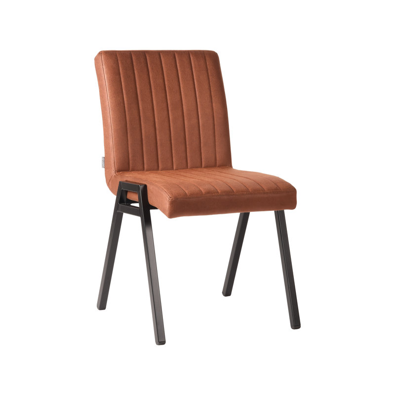 Freddy 44cm H Microfiber / Microsuede Upholstered Side Chair, Cognac