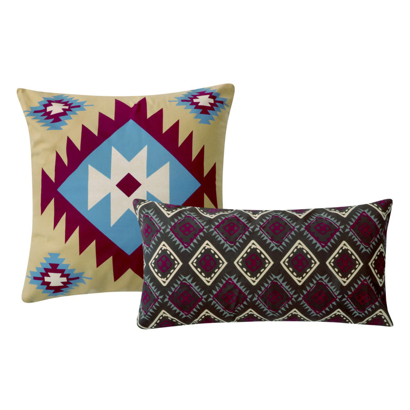 Paire de coussins décoratifs 100% coton Greenland Home Fashions Southwest 18 "x 18" et 12 "x 24"