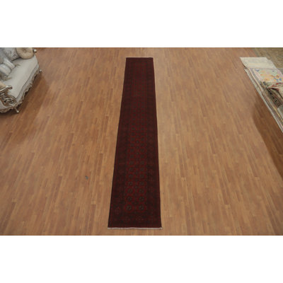 Geometric Oriental Afghan Runner Rug 3x16