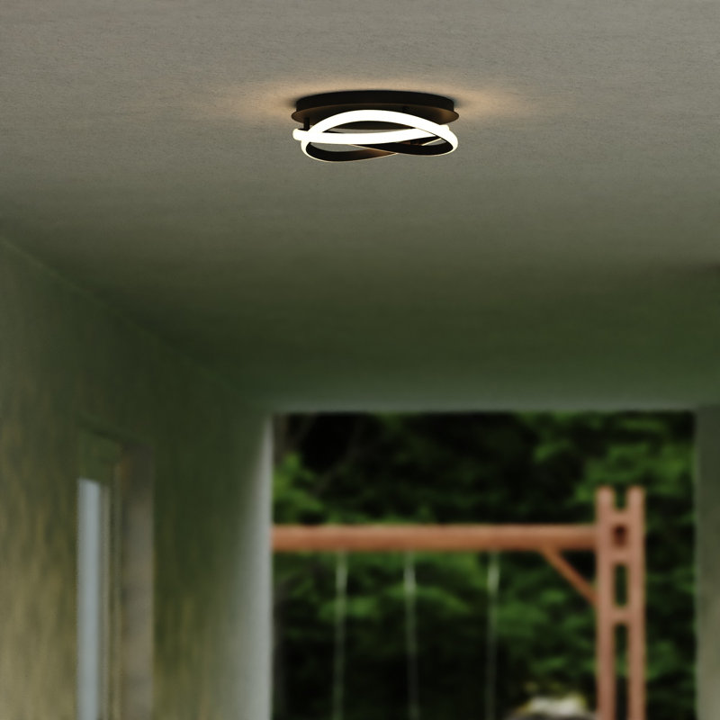 North End 13-In W Integrated LED Black Indoor Outdoor Flush Mount Ceiling Light Fixture