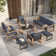 7 Person Outdoor Conversation Furniture Set Seating Group With Wood Pattern And Cushions