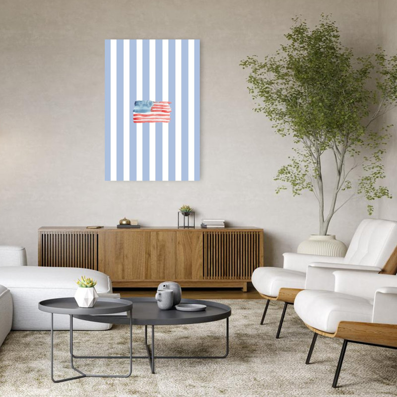 Drapeau Américain Art Mural Contemporain Aquarelle Drapeau Américain, H 48 po x l 32 po