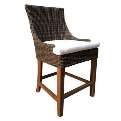 Ennis Wicker Outdoor Stool with Cushion