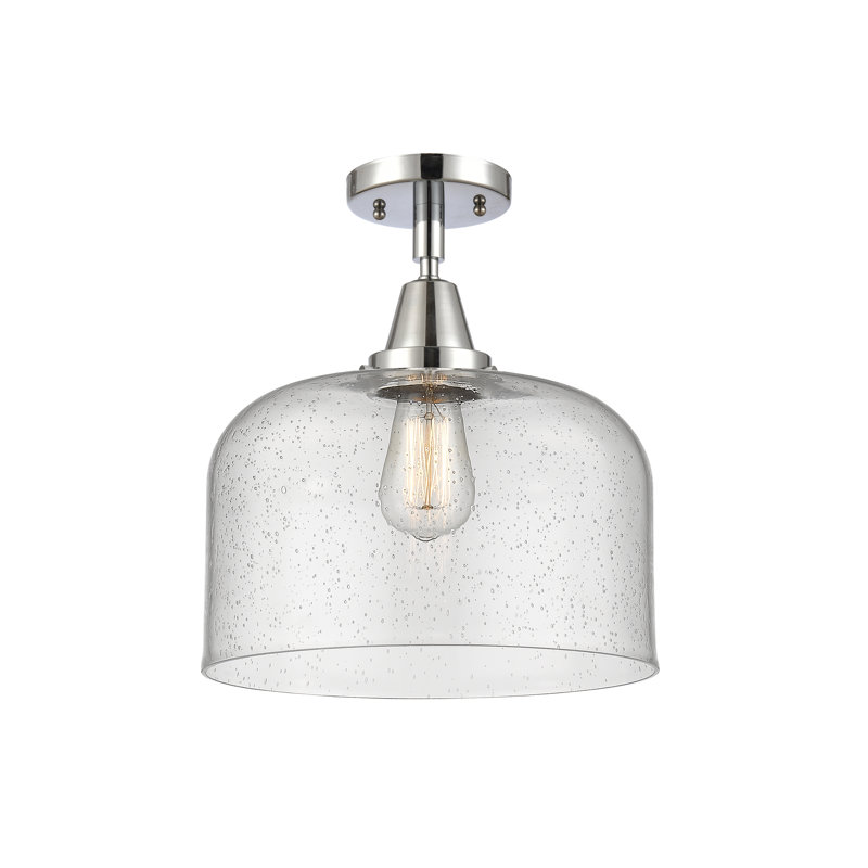 Plafonnier encastré en verre Amede, H 12,5 po x l 12 po x P 12 po, Grainé, Chrome poli