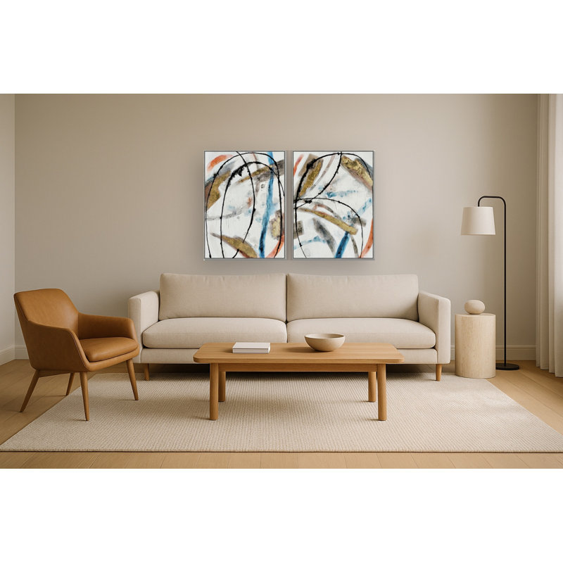 Art mural moderne sur toile abstraite Modern Momentum, 42 po x 64 po, cadre argenté