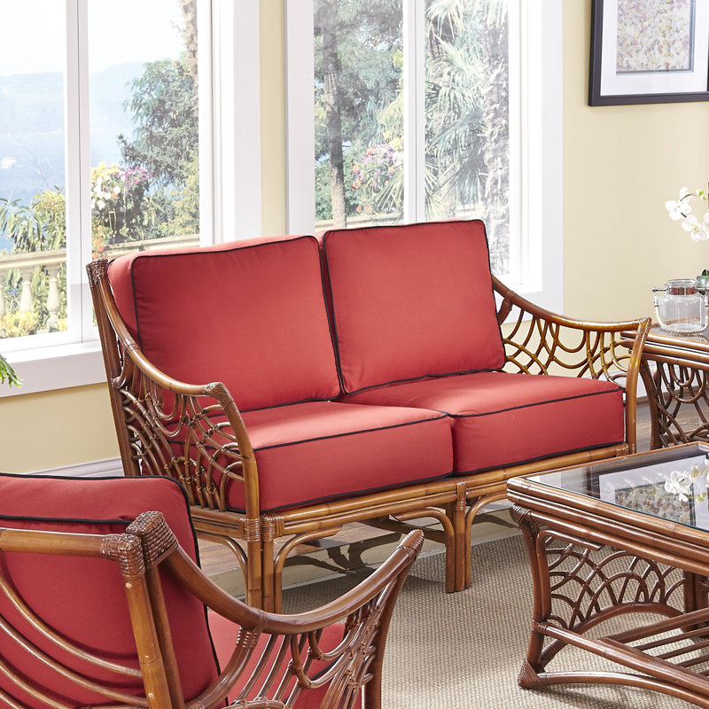 Rainey Upholstered 56.5'' Loveseat, Corinthian Red Midnite 100% Polyester, Brown