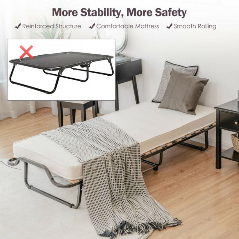 Oscar Metal Folding Bed With Memory Foam Mattress And Dust-Proof Bag