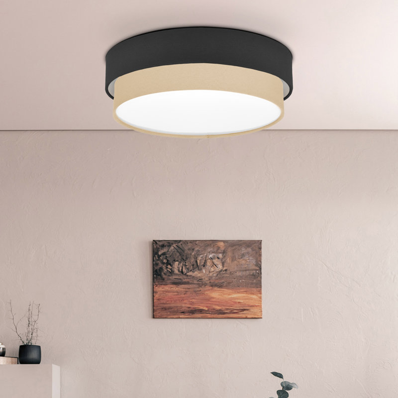 Elanaz Fabric Flush Mount, Latte Brown, Black