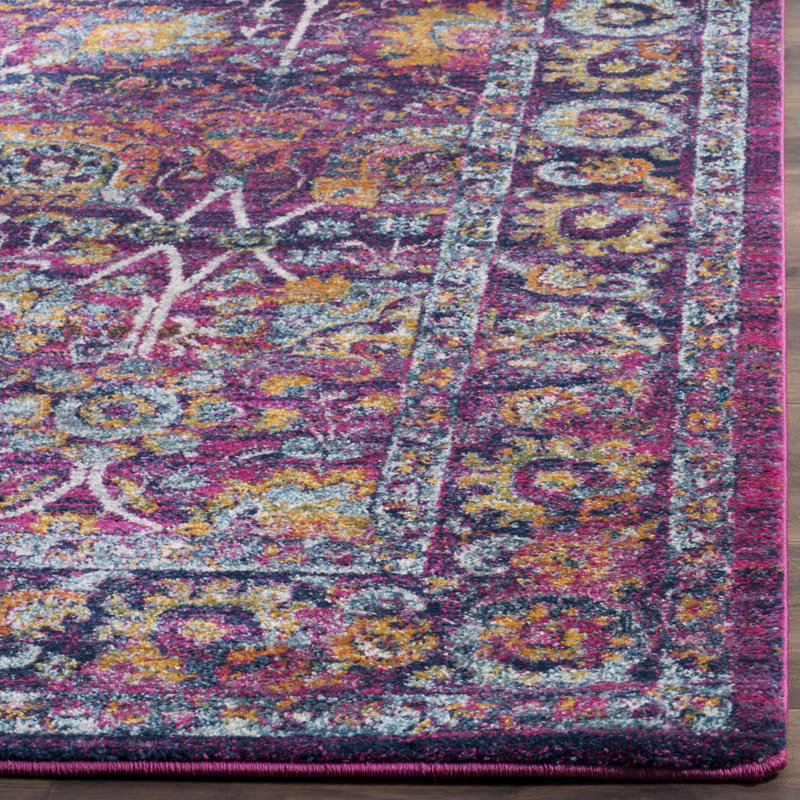 Goldstein Persian Fuchsia Area Rug, Round 201 cm
