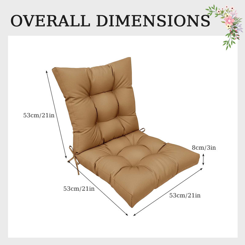 Coussins de siège et de dossier de patio, coussin d'extérieur capitonné et résistant à l'eau de 42 po x 24 po pour chaises berçantes