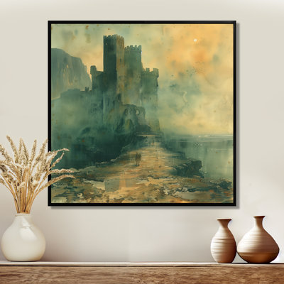 Impression d'art mural vert et orange forteresse médiévale