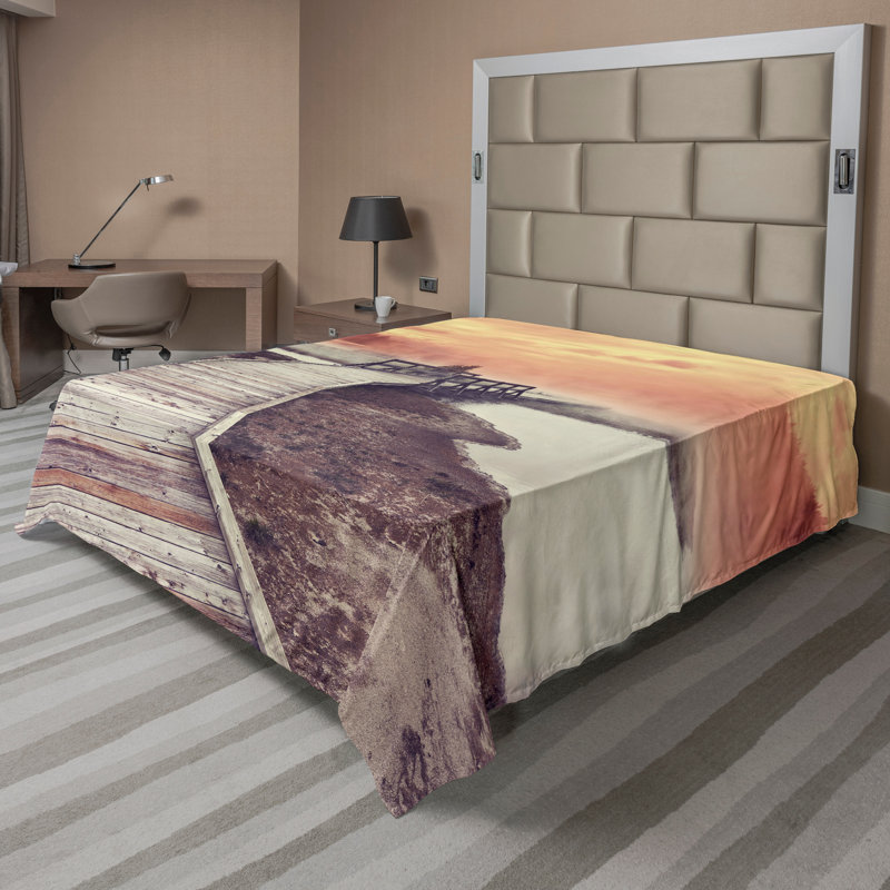 Ambesonne Yellowstone Top Flat Sheet Pathway Deck Park Orange, California King Flat Sheet