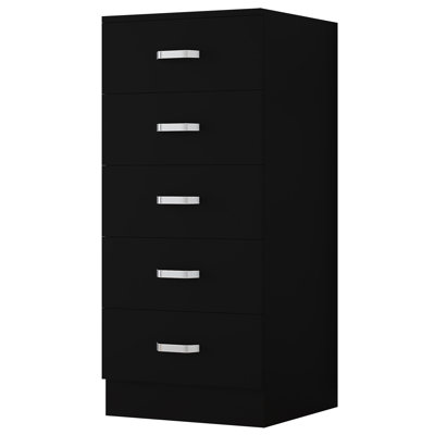 Tunis 5 Drawer Tallboy Chest Of Drawers - Matt Finish, Scratch Resistant, Brushed Chrome Metal Handles