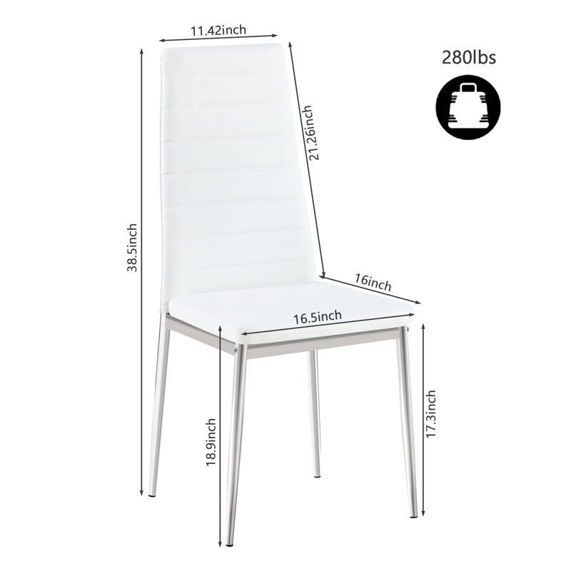 Table à manger blanche moderne à 4 chaises avec cuir PU confortable et pieds argentés, peu encombrante pour créer de petits espaces brillants créant une atmosphère chaleureuse et accueillante