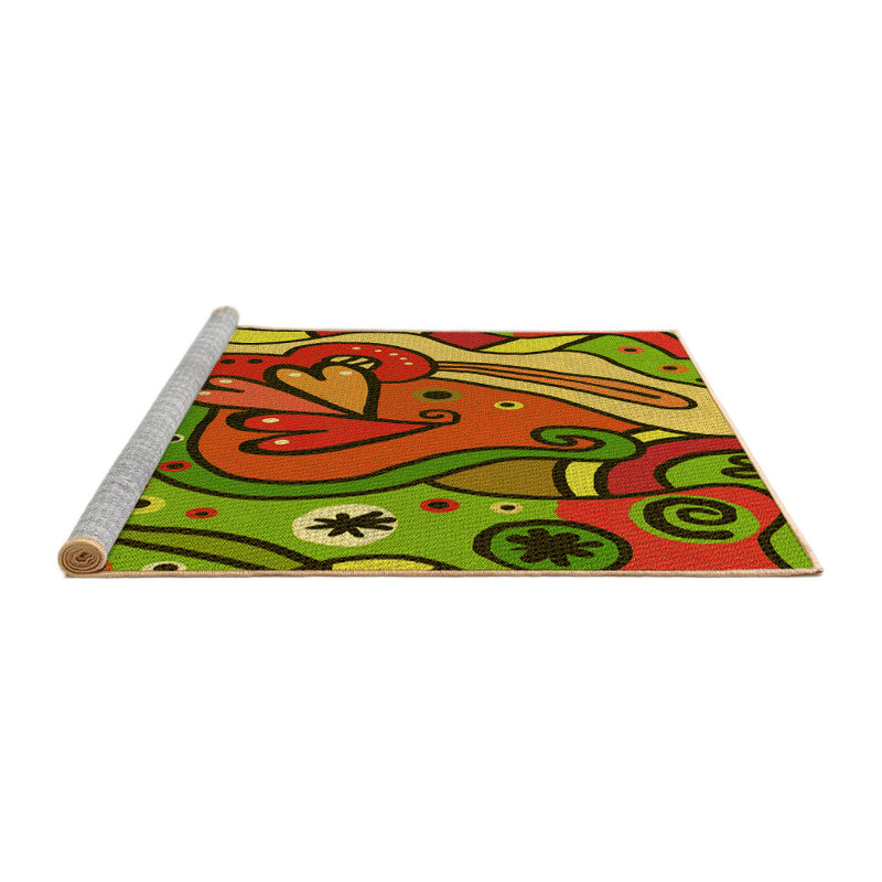 Tapis 100% à motifs lavables à la machine 2989 Pat694-YW, Rond 5 pi