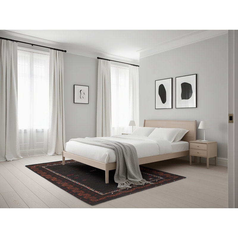Tapis contemporain noir / brun, Rectangle 5 pi x 7 pi