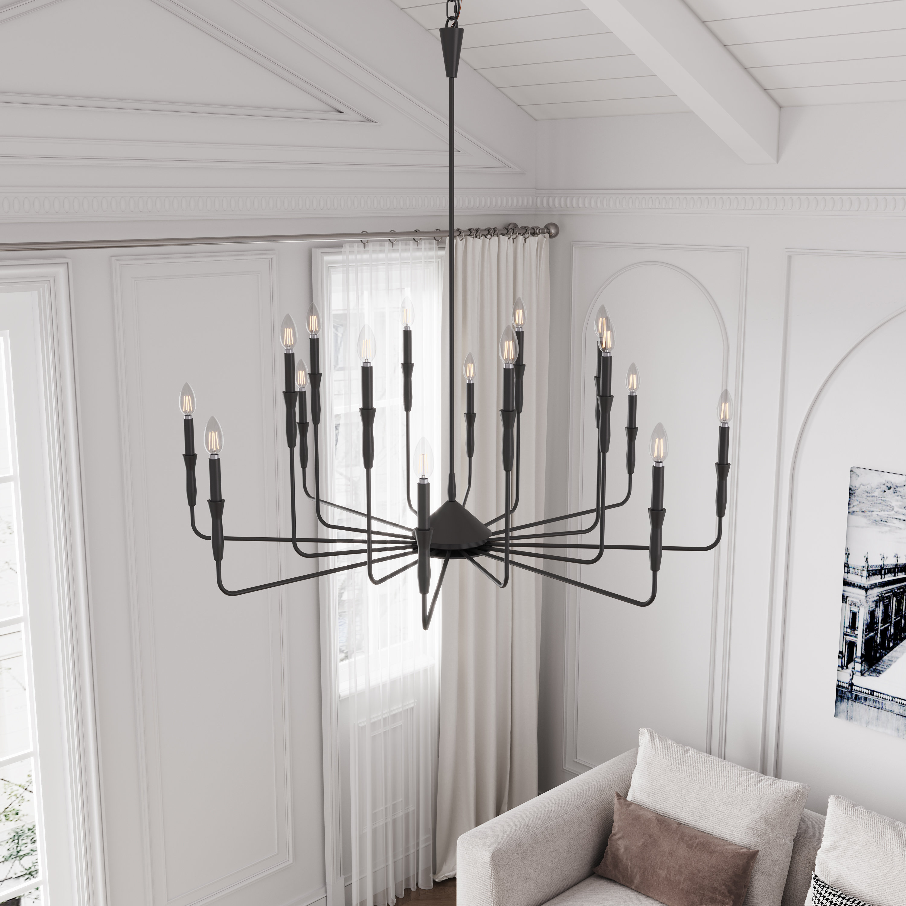 Laurel Foundry Modern Farmhouse® Okeefe 16-Light Modern Candle Rustic Industrial Dimmable Chandelier Light Fixture & Reviews | Wayfair