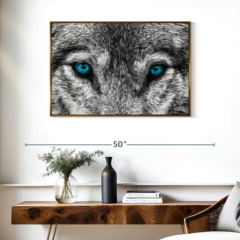 Cool Wolf, Floating Frame Gold, 37" X 25"