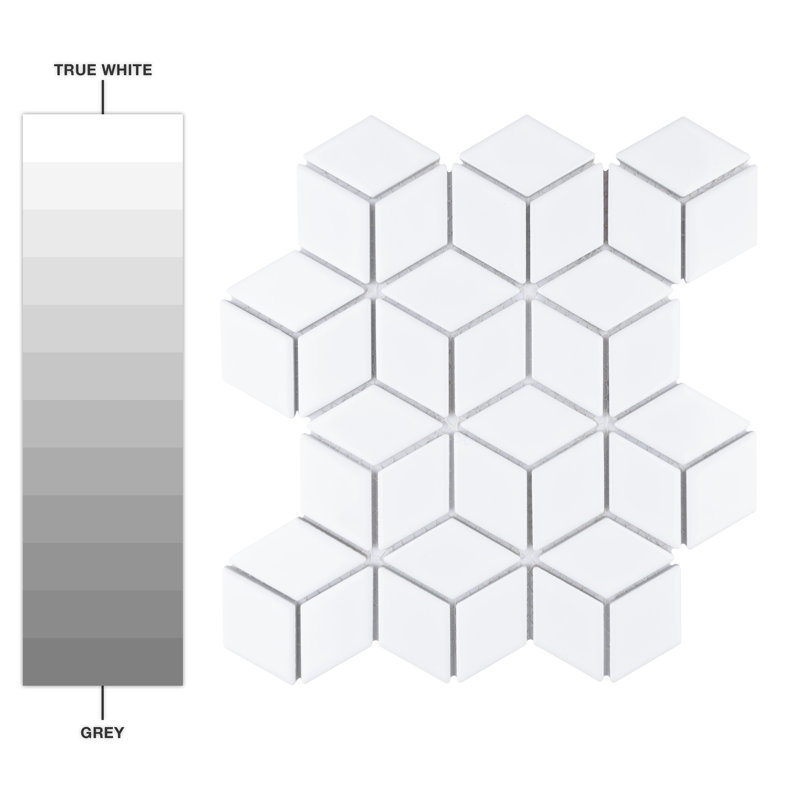 Hudson Rhombus Glossy White 10-1/4" x 11-3/4" Porcelain Mosaic Tile