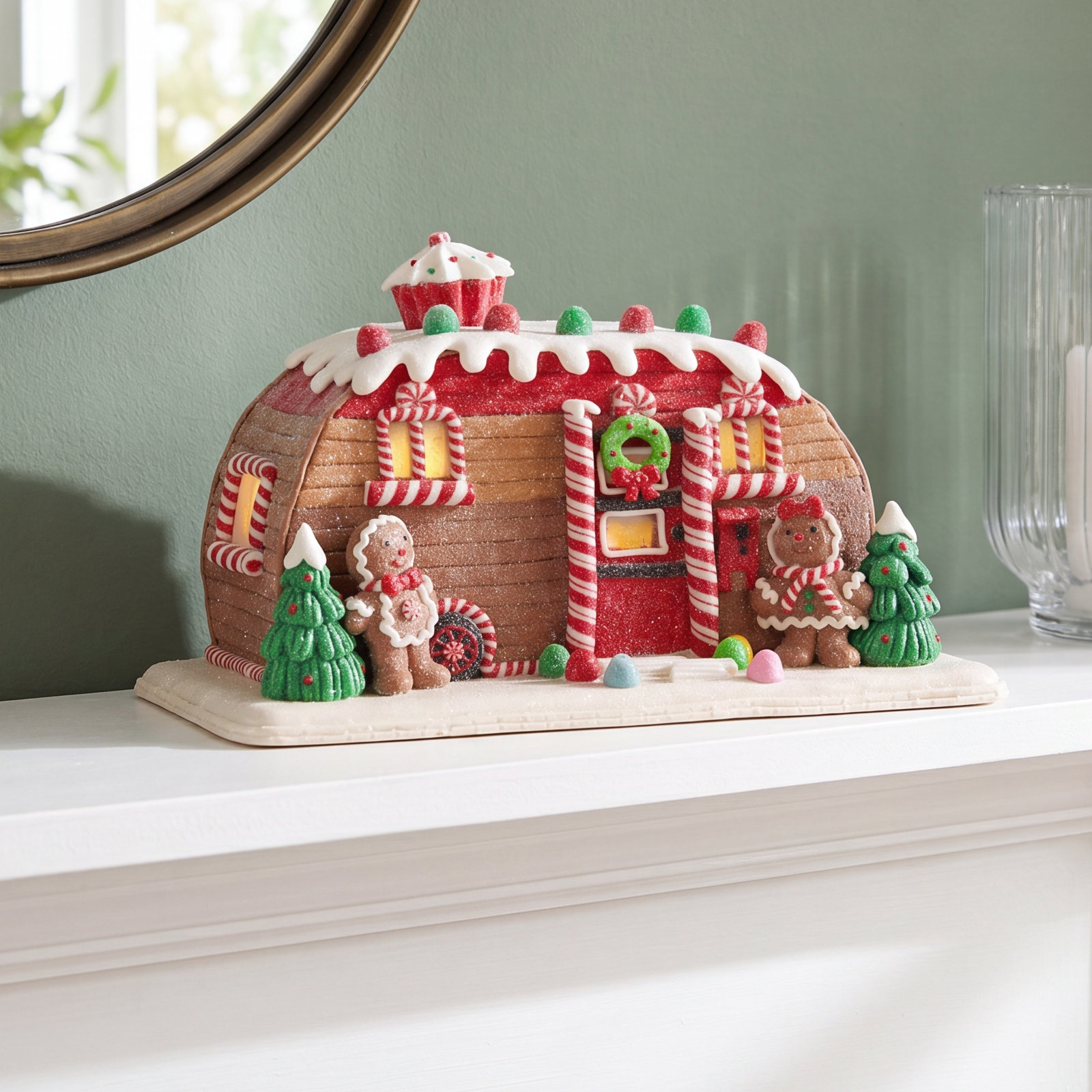 Gingerbread Camper House Figurine
