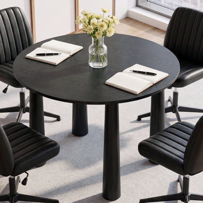 Table de salle à manger ronde moderne avec pieds fuselés pour le bureau et la salle à manger