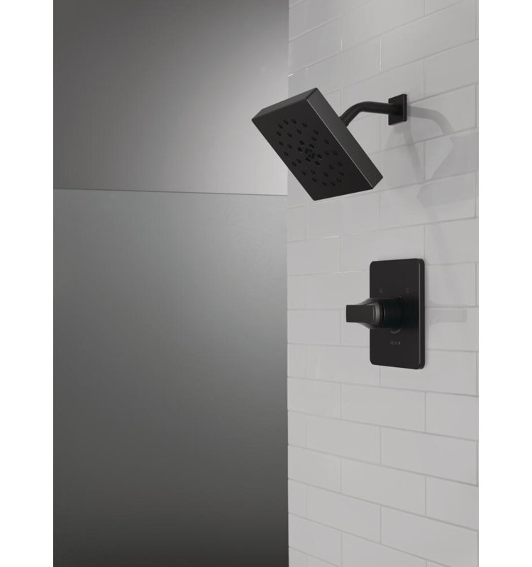 Ensemble de robinet de douche à fonction unique Velum, ensemble de garniture de valve, pomme de douche et poignée, Noir mat