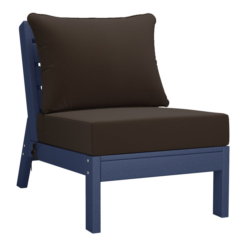 Ensemble de conversation à assise profonde 3 pièces avec coussins, Brun, Navy Blue