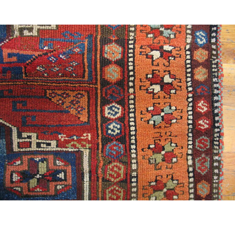 Tapis turc antique de style yuruk turc antique de style années 1880 de 4 pi 3 po x 5 pi 6 po