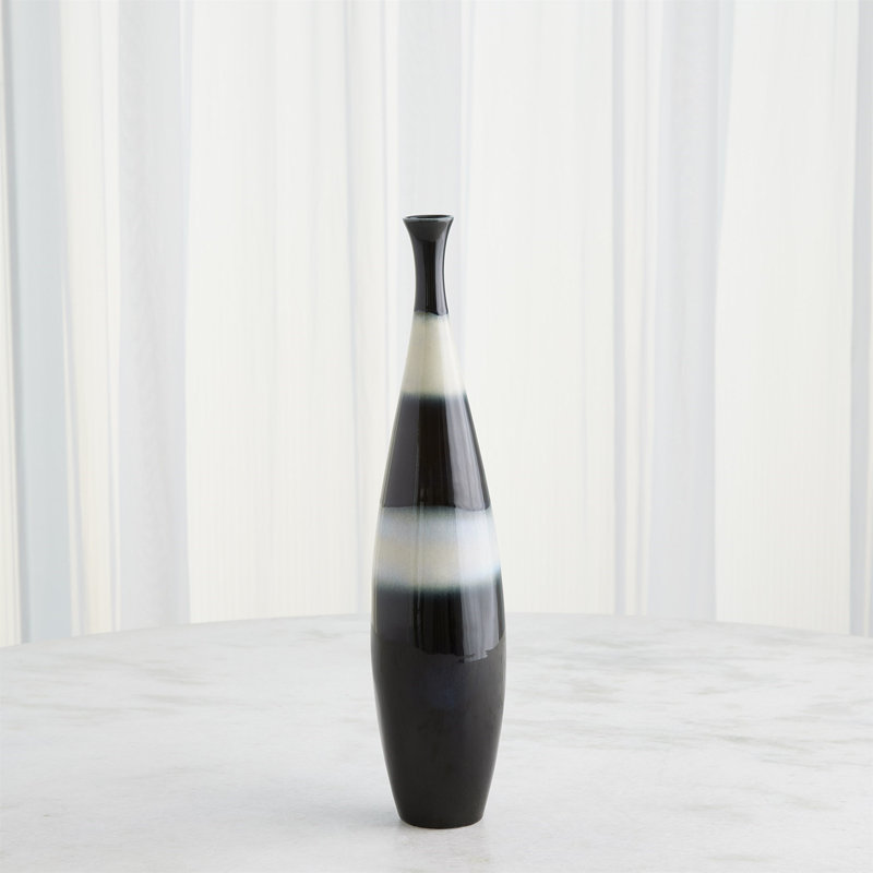 Bouteille décorative en porcelaine faite à la main H 13 po x P 3,5 po, H 19,5 po x l 3,5 po x P 3,5 po, Noir / blanc