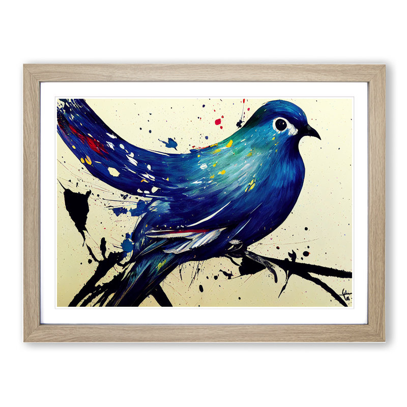 Dove Bird Splash Vol.3 Abstract - Single Picture Frame Print, Oak Framed, 25cm H x 34cm W x 2cm D