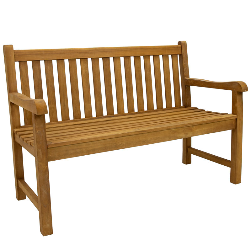 Banc de patio pour 2 personnes en teck pour l'extérieur - Mission - 50 po, 36.75” H x 50” W x 24” D