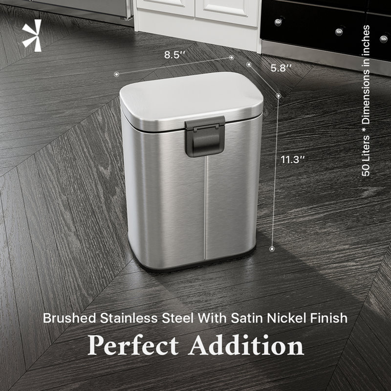 Totti 1.3 Gallon Matte Stainless Steel Step-On Trash Can