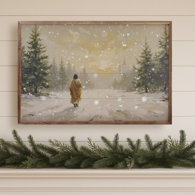 Jesus Walking In The Snow, 10" H x 16" W