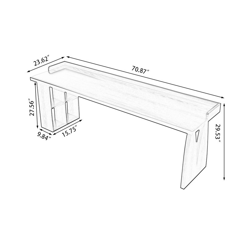 86.61"Light walnut Rectangular Solid Wood desks, 29.53" H x 70.87" W x 23.62" D